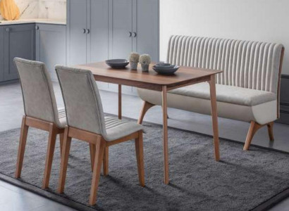 Moderne Weiße Esszimmer Garnitur Designer Esstisch 2x Stühle Bank 4tlg