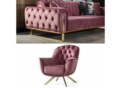 Designer Wohnzimmer Besteht aus Set 3-Sitzer Sofa und Sessel 2tlg. neu 