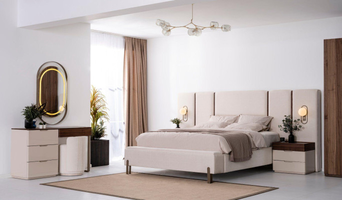 Schlafzimmer Set Luxus Komplettes Bett 2x Nachttisch Schminktisch 4tlg Neu