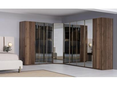 Moderner Braun Eckschrank Designer Regalschrank Holzschrank Luxus Möbel