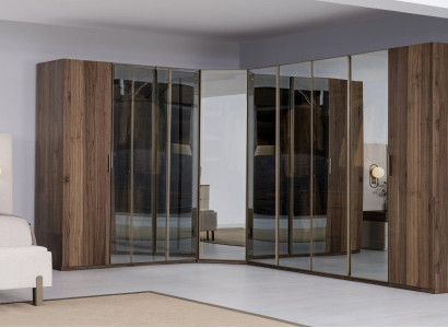 Moderner Braun Eckschrank Designer Regalschrank Holzschrank Luxus Möbel