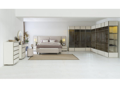 Komplettes Schlafzimmer Set Designer Bett Nachttische Schminktisch 7tlg