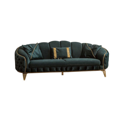 Modern Chesterfield Grün Sofa 3 Sitz Couchen Dreisitzer  Neu Textil Metall