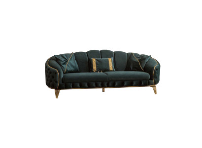 Modern Chesterfield Grün Sofa 3 Sitz Couchen Dreisitzer  Neu Textil Metall