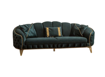 Modern Chesterfield Grün Sofa 3 Sitz Couchen Dreisitzer  Neu Textil Metall