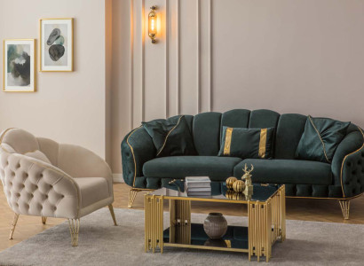 Stilvoll Wohnzimmer Komplett 3tlg Dreisitzer Sofa Couch Luxus 2x Sessel