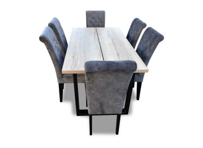 Esstisch Garnitur Tisch + 6x Stühle Esszimmer Stuhl Garnitur Tisch Holz