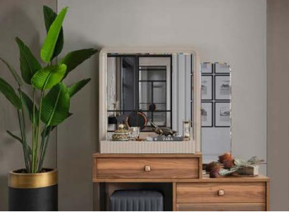 Brauner Schminktisch Luxuriöser Holz Frisiertisch Moderner Kosmetiktisch