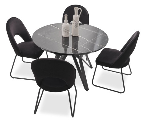 Luxus Esszimmer set Esstisch 4x Stühle Stuhl Textil Essgruppe Garnitur Neu