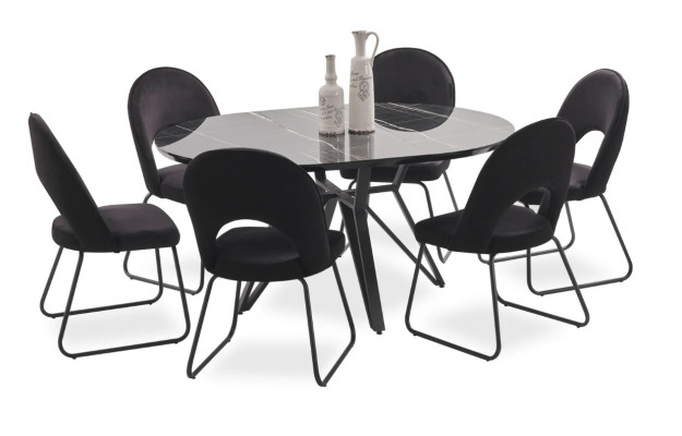 Esszimmer Garnitur Set Esstisch 6x Stühle Komplettes Set Luxus 7tlg