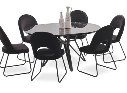 Esszimmer Garnitur Set Esstisch 6x Stühle Komplettes Set Luxus 7tlg