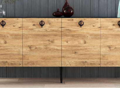 Wohnzimmer Braun Sideboard Modern Design Rechteckig Form Regalen Luxus