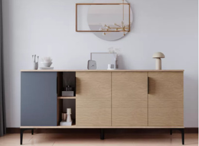 Braun Grau Helles Modern Rechteckig Sideboard Wohnzimmer Luxus Design