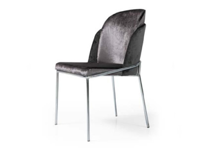 Grauer Esszimmerstuhl Luxuriöses Edelstahl Küchen Designer Stühle Neu