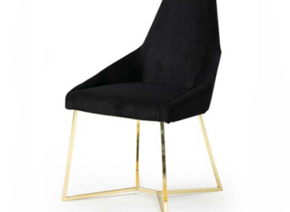 Schwarzer Polsterstuhl Designer Edelstahl Einsitzer Edle Esszimmer Möbel