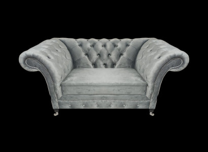 Wohnzimmer Designer Sessel Grau Chestefield Polstersessel Luxus Polstermöbel