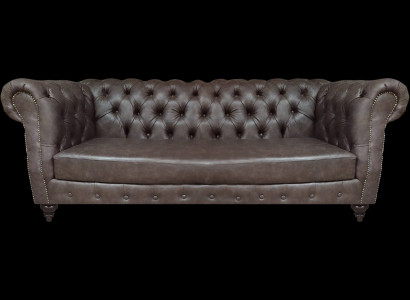 Braun Leder Sofa Dreisitze Couch Einrichtung Wohnzimmer Chesterfield