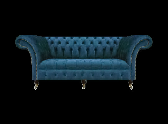 Blau Textil Chesterfield Dreisitze Sofa Couch Sitzmöbel Designer Modern Neu