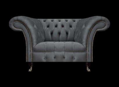 Chesterfield Moderner Grauer Sessel Designer Wohnzimmer Edler Lehnsessel