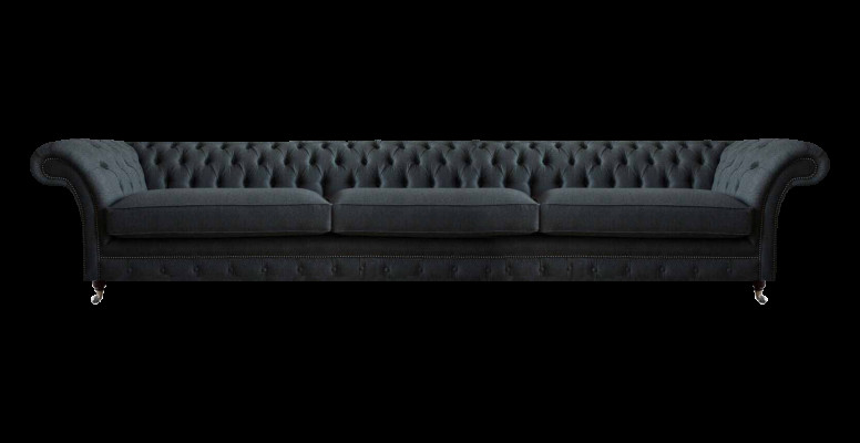 Luxuriöse Schwarze Chesterfield Textilcouch Wohnzimmer Edle Stoffsofas