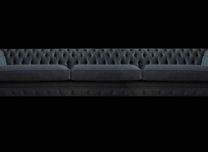 Luxuriöse Schwarze Chesterfield Textilcouch Wohnzimmer Edle Stoffsofas