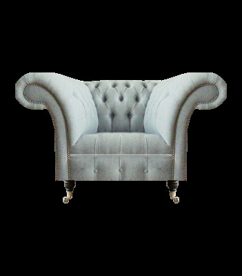 Chesterfield Hellgrauer Sessel Moderne Wohnzimmer Polster Sitzmöbel