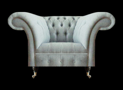 Chesterfield Hellgrauer Sessel Moderne Wohnzimmer Polster Sitzmöbel