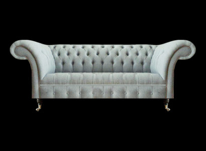 Hellgraue Chesterfield Polstermöbel Wohnzimmer 3-Sitzer Couch Edle Möbel