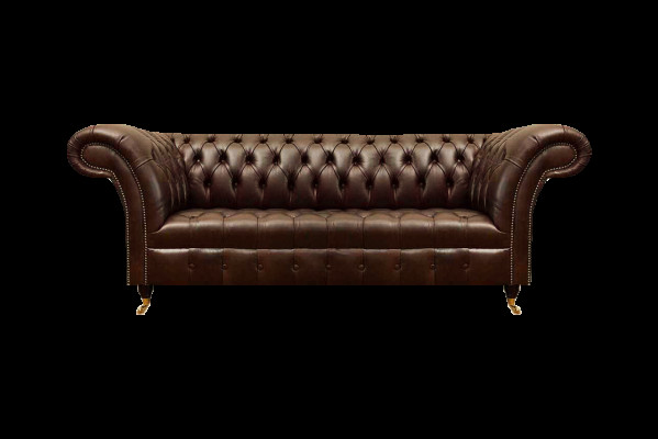 Exklusive Chesterfield Braune Ledercouch Moderner Dreisitzer Sitzmöbel