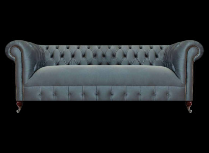 Graues Chesterfield Wohnzimmer Sofa Moderner Dreisitzer Sitzmöbel Couch