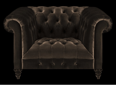 Brauner Chesterfield Polstersessel Moderner Textil Wohnzimmer Einsitzer