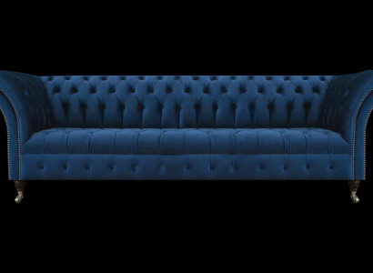 Blaue Chesterfield Polstermöbel Designer Textilcouch Modernes Stoffsofa