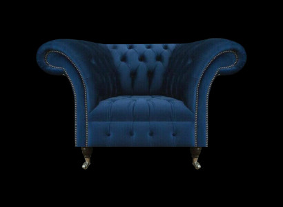 Blauer Chesterfield Einsitzer Wohnzimmer Sessel Polster Moderne Möbel