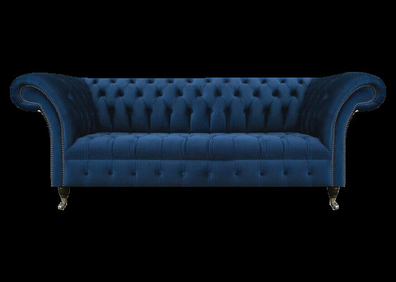 Dunkelblaue Chesterfield Wohnzimmer Couch Designer Dreisitzer Sitzmöbel