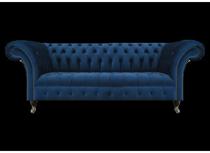 Dunkelblaue Chesterfield Wohnzimmer Couch Designer Dreisitzer Sitzmöbel