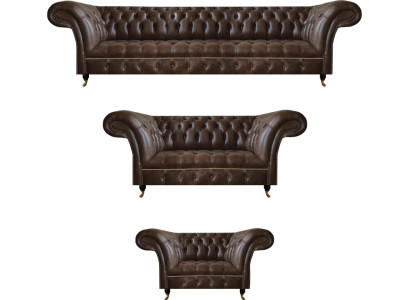 Braune Chesterfield Ledercouchen Wohnzimmer Sofagarnitur Komplettes Set