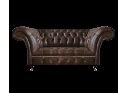 Brauner Chesterfield Leder Zweisitzer Moderne Wohnzimmer Designer Möbel