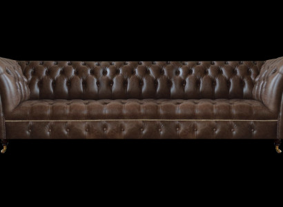 Braunes Ledersofa Chesterfield 4-Sitzer Couch Moderne Leder Sitzmöbel