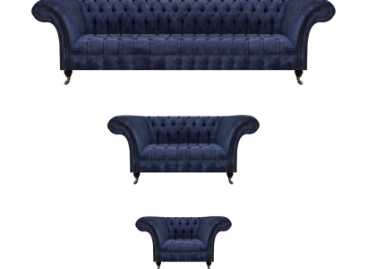 Wohnzimmer Blaue Chesterfield Couchen Designer Sitzmöbel Sofagarnitur