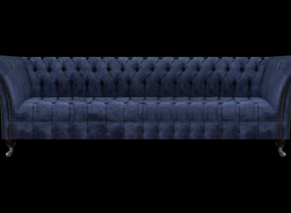 Blaue Chesterfield Sitzmöbel Wohnzimmer Viersitzer Couch Polstersofas