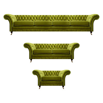 Olivengrüne Chesterfield Sofas Moderne Sitzgarnitur Lehnsessel 2-Sitzer