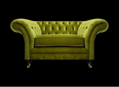 Olivengrüner Chesterfield Sessel Polstermöbel Designer Textil 1-Sitzer
