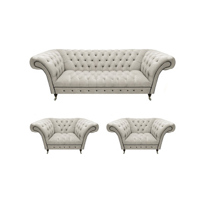 Luxuriöse Chesterfield Möbel Designer 2x Lehnsessel Moderner Dreisitzer