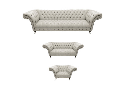 Weiße Chesterfield Garnitur Polstercouchen Designer Sofagarnitur 3tlg