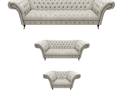 Weiße Chesterfield Garnitur Polstercouchen Designer Sofagarnitur 3tlg