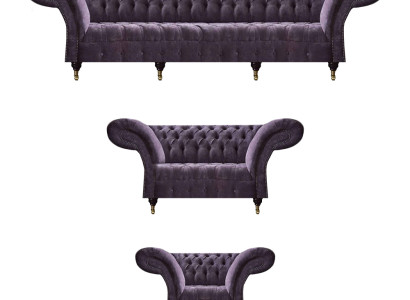 Chesterfield Lila Sitzmöbel Moderner 4-Sitzer Designer Zweisitzer Sessel