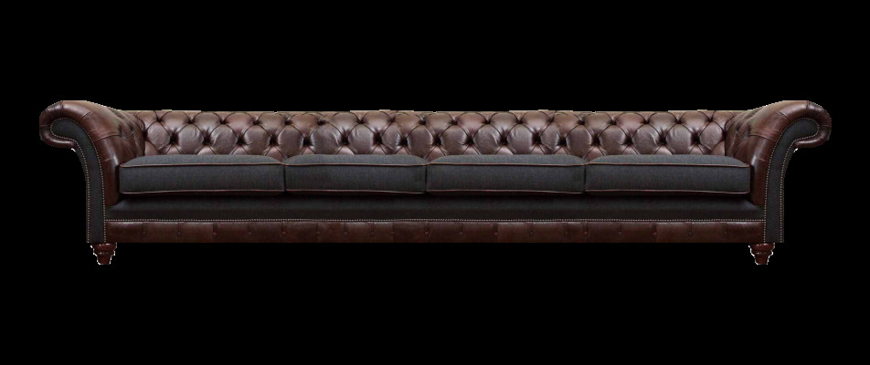 Braune Chesterfield Ledercouch Designer Viersitzer Wohnzimmer Edle Sofas