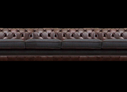 Braune Chesterfield Ledercouch Designer Viersitzer Wohnzimmer Edle Sofas