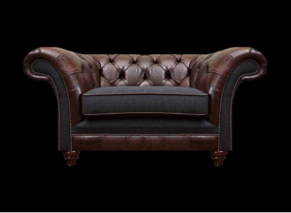Chesterfield Braun-Grauer Sessel Wohnzimmer Einsitzer Moderne Edle Möbel