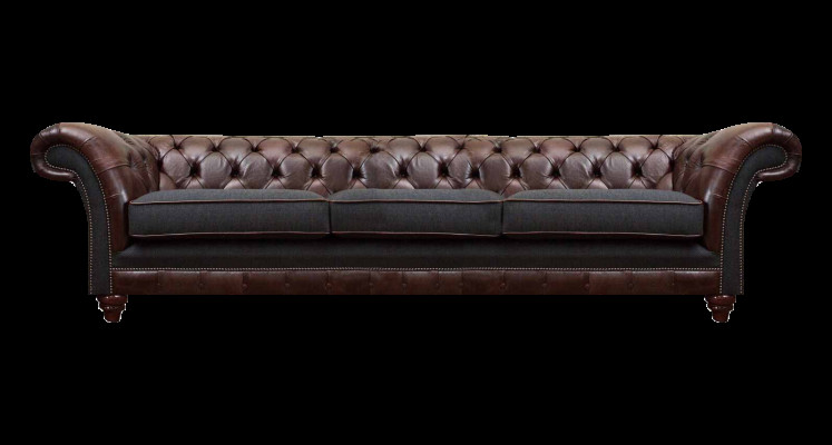 Braun-Grauer Chesterfield Dreisitzer Wohnzimmer Polstersofas Luxus Couch